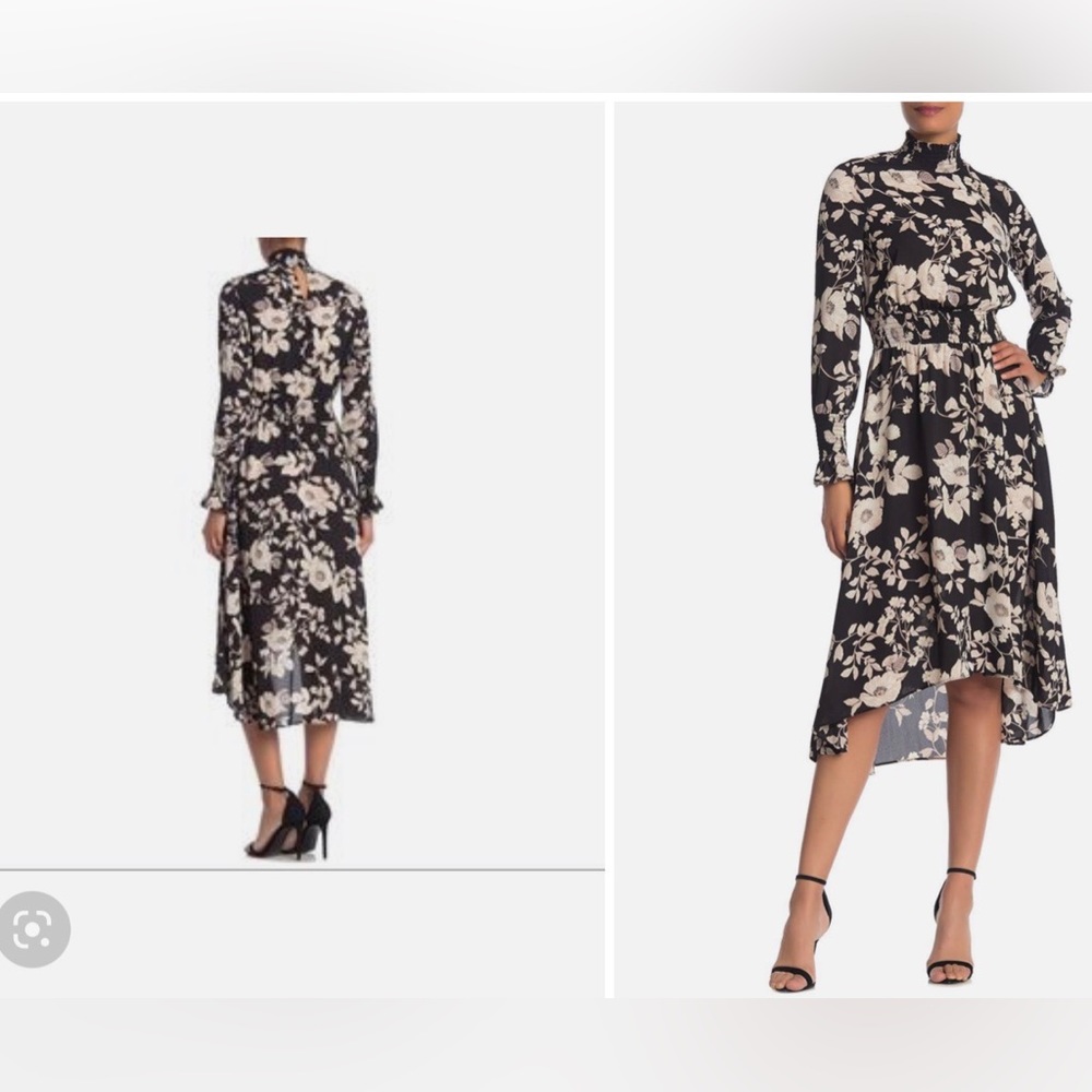 New Nannette Floral Smoked High Low  Dress